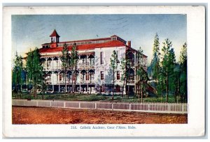 Coeur d'Alene Idaho ID Postcard Catholic Academy Exterior Building 1914 Antique