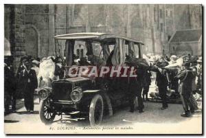 Postcard Old Cars Automobile Lourdes with the sick