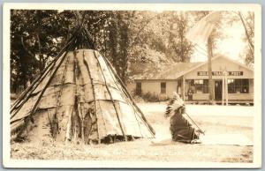 INDIAN TRADING POST MILLE LACS LAKE MN ANTIQUE REAL PHOTO POSTCARD RPPC