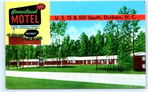 DURHAM, North Carolina NC ~ Roadside HOMESTEAD MOTEL 1950s-60s  Postcard