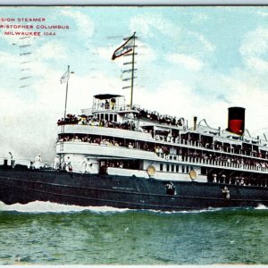 1912 Milwaukee SS Christopher Columbus Excursion Steamer Whaleback Steam Ship A6