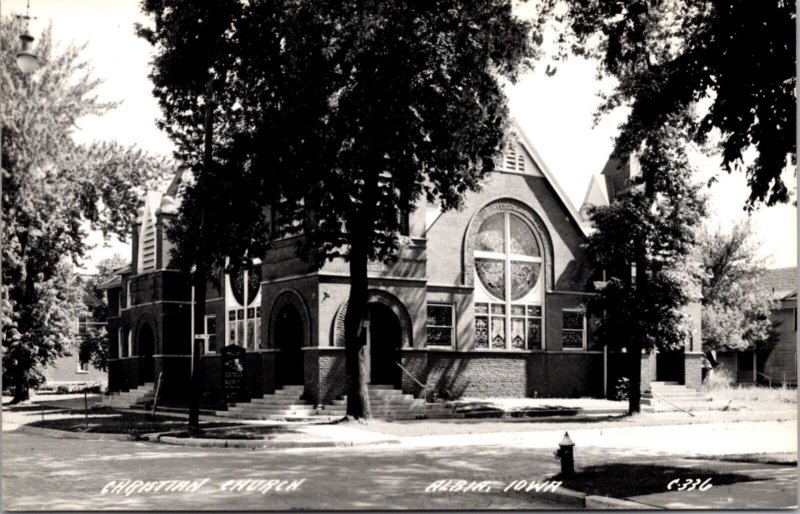 Real Photo Postcard Christian Church in Albia, Iowa