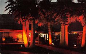 Palm Springs California birds eye view Oasis Hotel at night vintage pc ZA440362