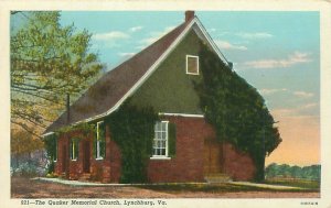 Lynchburg Virginia Quaker Memorial Church Linen Postcard Unused