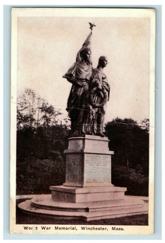 C.1920 World War I Memorial, Winchester, Mass. Postcard P175