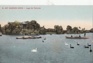 B79079 lago de palermo swan  buenos aires argentina scan front/back image