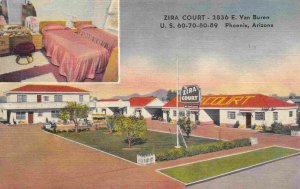 Zira Court Motel US 60 70 80 89 Phoenix Arizona linen postcard