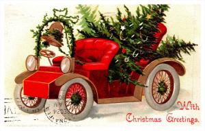 13192    Christmas  Antique auto with Christmas Tree