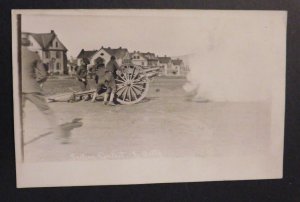 Mint Postcard America Section Contest E Batty Cannon Fire Smoke RPPC