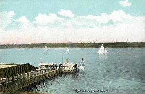 c1910 Cayuga Lake New York Regatta sailboats Leighton Postcard 25-9213