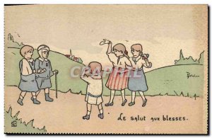 Old Postcard Fantasy Illustrator Child The salvation of the wounded Army