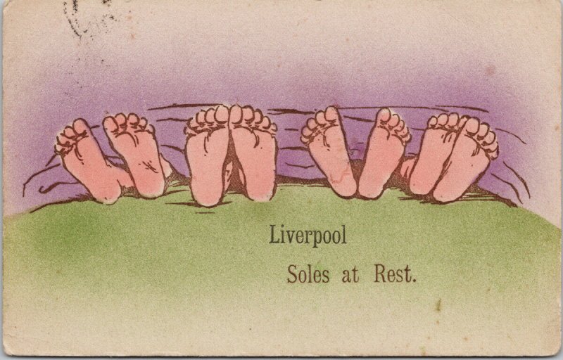 Liverpool Soles At Rest Liverpool England Feet Sleeping Cynicus Postcard E91