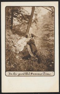 Man & Lady Kissing In The Woods In The Good Old... Unused c1910s