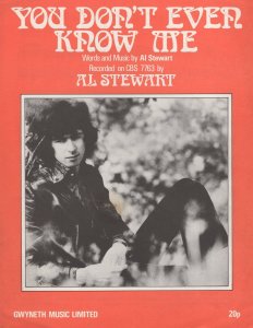 You Dont Even Know Me Al Stewart 1970s Sheet Music