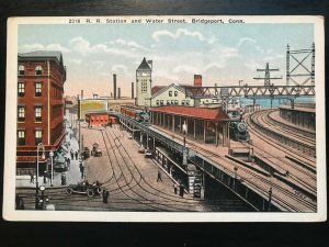 Vintage Postcard 1915-1930 RR Station, Water Str., Bridgeport, Connecticut (CT)