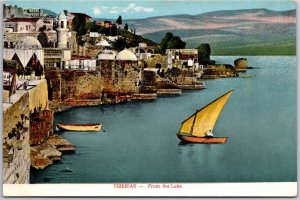 Israel, Tiberias From The Lake Sea of Galilee, City View, Vintage Postcard