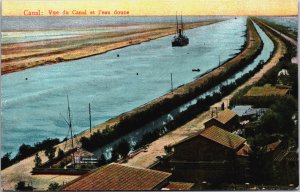 Egypt Suez Canal Vue du Canal et l'eau Douce Vintage Postcard C075