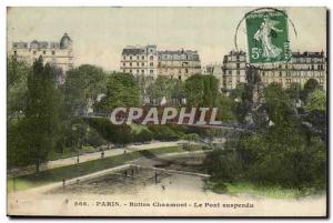 Old Postcard Paris Buttes Chaumont The suspension bridge