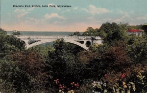 Postcard Concrete Foot Bridge Lake Park Milwaukee WI