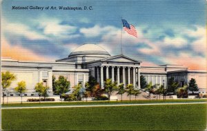 National Gallery Art Building Washington DC US Flag Landscape Postcard Unused