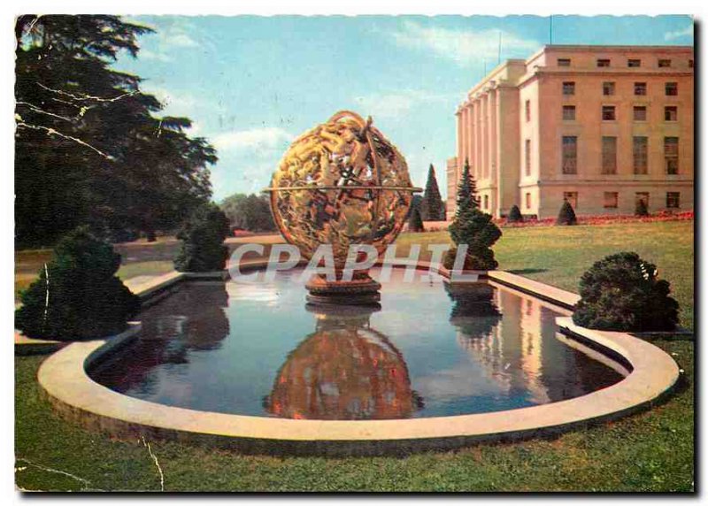 Modern Postcard Geneva's Palais des Nations and the Sphere Manship