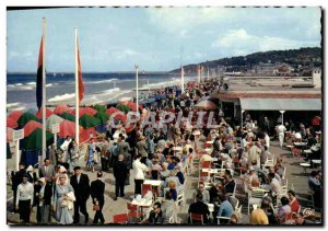 Postcard Modern Fleurie Deauville Beach Walk on the boards and sun bar