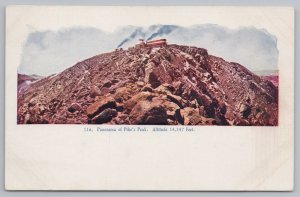 Pikes Peak Panorama~Pink Granite of Rocky Mountaina~Railway Train~Embossed~c1905