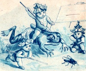 1880s W. Gibson Everett Newspaper Fairies Fantasy Frog Dragonfly Lot Of 2 P232