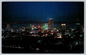 Night View From Mount Royal, Montreal, Quebec, Vintage Chrome Postcard