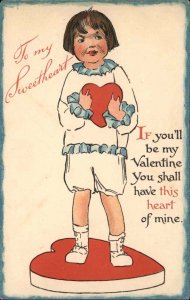 Nister No. 3145 Little Boy in Sailor Suit with Heart c1910 Vintage Postcard