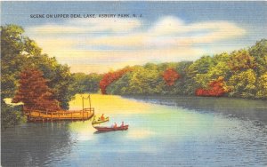 US27 postcard USA NJ New Jersey Scene on Upper Deal Lake Asbury Park ship