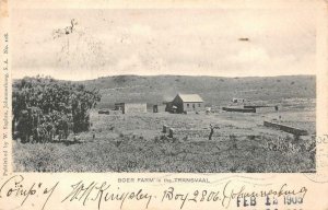 BOER FARM TRANSVAAL SOUTH AFRICA TO USA POSTCARD 1905