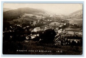 1913 Bird's Eye View Of Berlin New York NY RPPC Photo Posted Antique Postcard