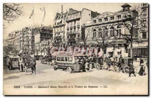 Paris Old Postcard Boulevard Bonne Nouvelle and theater gymnasium (bus)