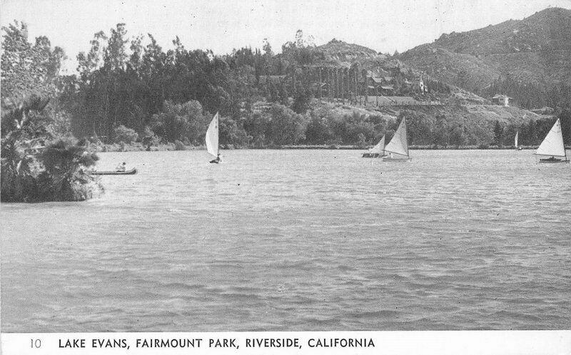 Fairmount Park Riverside California Lake Evans Postcard Rubidoux 5688