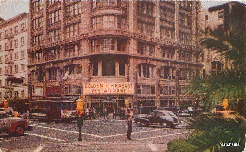 1940s Restaurant Trolley Golden Pheasant San Francisco California postcard 9081