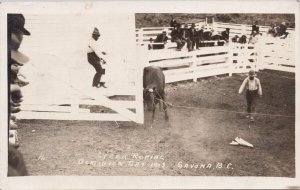 Savona BC Dominion Day 1913 Steer Roping Rodeo British Columbia RP Postcard H47