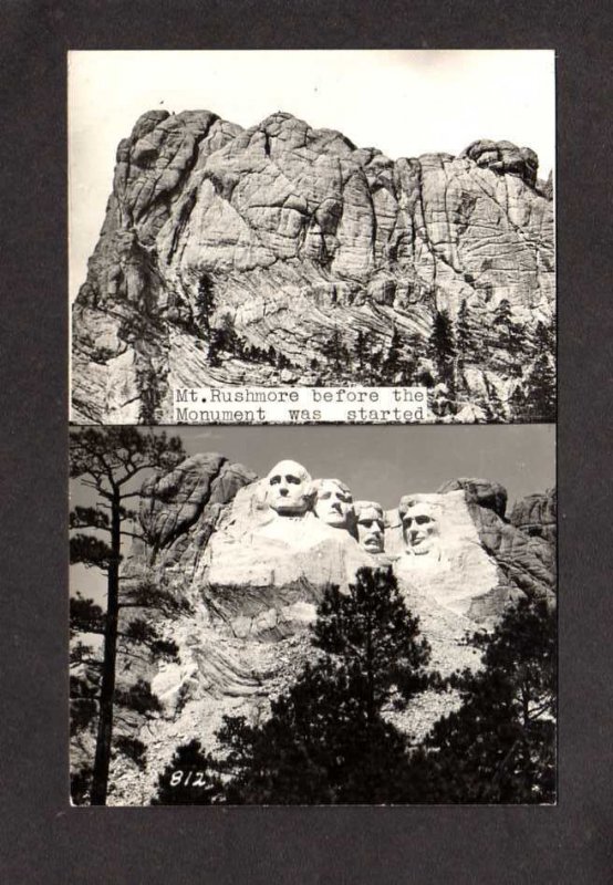 SD Mount Mt Rushmore Memorial Black Hills South Dakota Real Photo RPPC Postcard