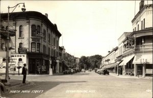 Oconomowoc Wisconsin WI Classic Cars Bicycle 1945 Cancel Real Photo PC