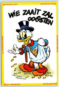 Disney DONALD DUCK Sticker Postcard He Who Sows Will Reap in Dutch 4x6