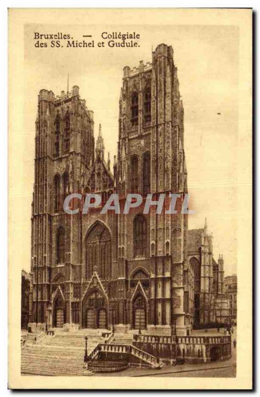 Old Postcard From Brussels Collegiate SS Michael and Gudula