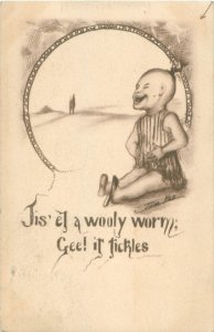 Just Ate a Wooly Worm, Laughing Boy 1914  Yad Kids #310 Humorous Postcard