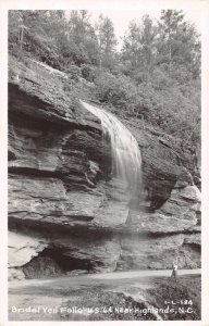 Highlands North Carolina Bridal Veil Falls Real Photo Vintage Postcard AA34855