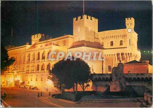 Modern Postcard Principality of Monaco Palace of Prince Rainier III (Night View)