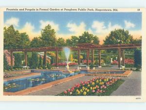 Unused Linen PARK SCENE Hagerstown Maryland MD H2356@