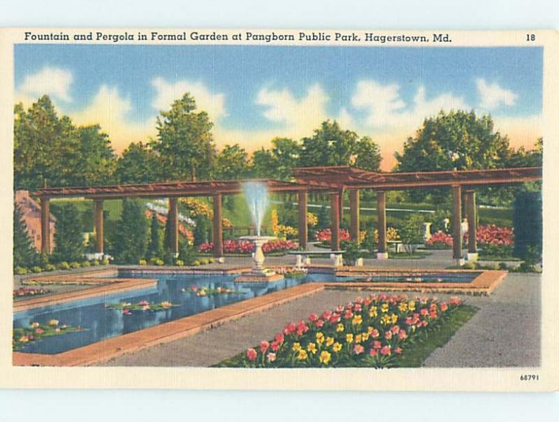 Unused Linen PARK SCENE Hagerstown Maryland MD H2356-13