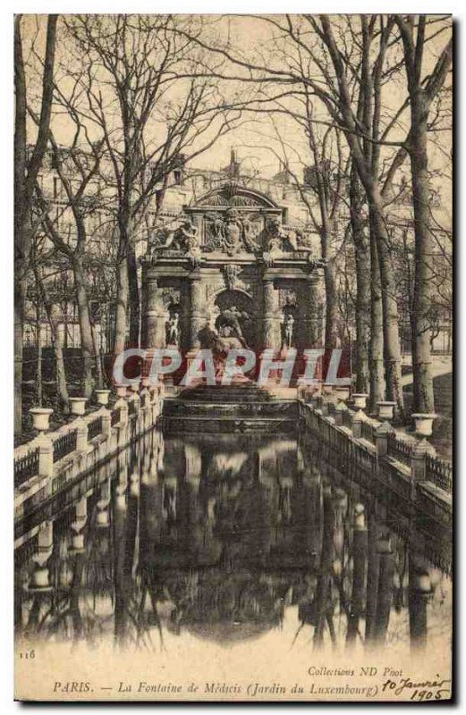 Old Postcard Paris La Fontaine Medicis Jardin du Luxembourg