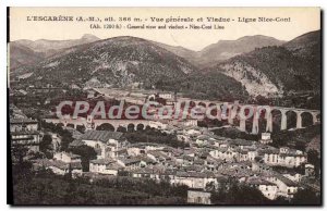 Old Postcard General view and L'Escarene Line Viaduct Nice Cuneo