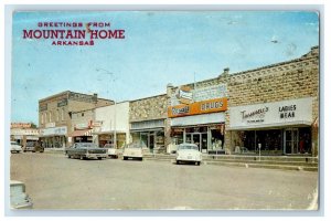 Greetings From Mountain Home Arkansas AR, Business Center Cars Vintage Postcard