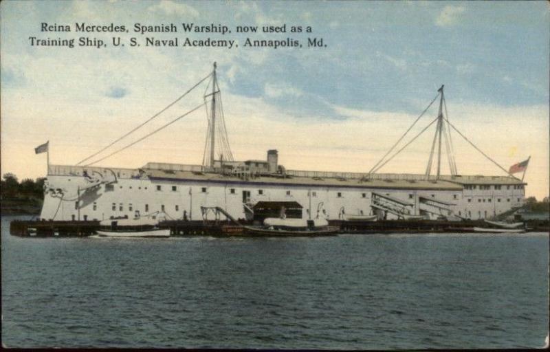 Annapolis MD Spanish Warship Reina Mercedes Naval Academy c1910 Postcard